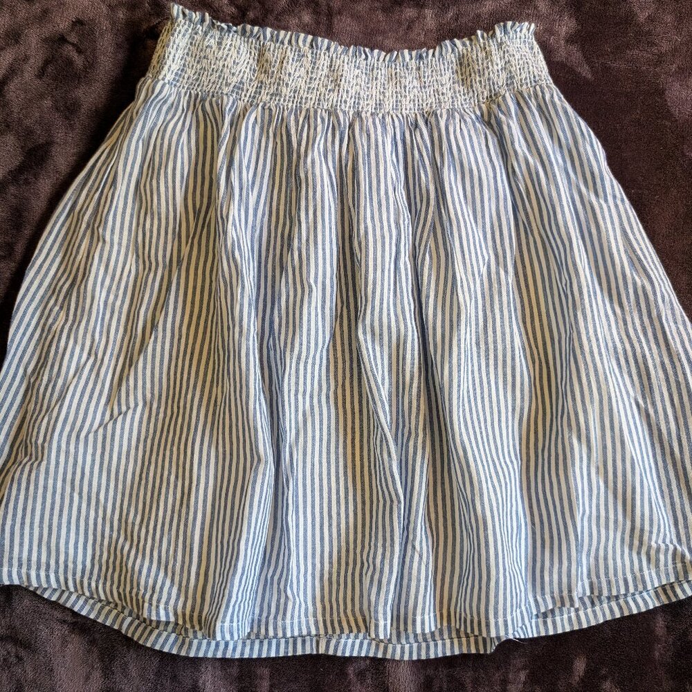 WOMEN'S SKIRT S Small White Blue Stripes Mid Old Navy Elastic Waist Short